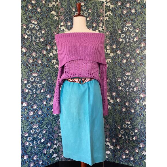 Vintage off the shoulder sweater in pink, size M/L - Picture 1 of 5